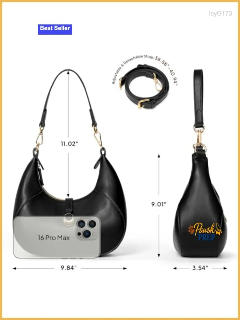 Crescent Shoulder Bag Soft Vegan Leather Trendy Hobo Handbag 3-in-1